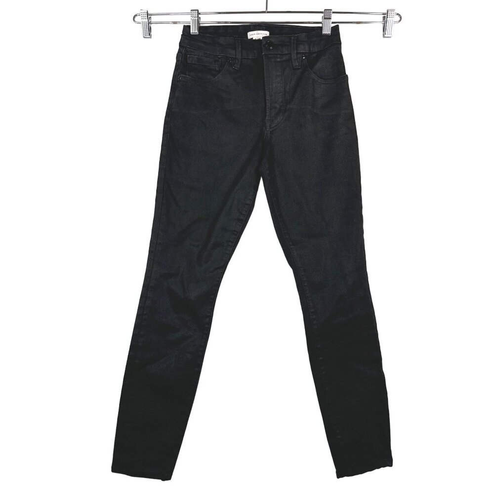 Good American  Good Legs High-Rise Coated Skinny Jeans black cropped sz‎ 28
